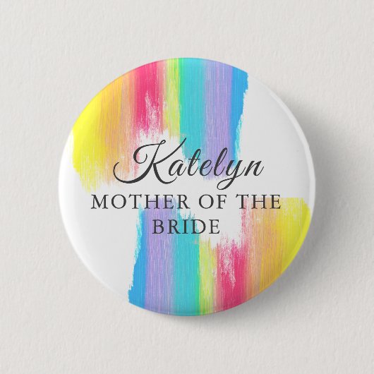 Rainbow Wedding Custom Moeder van de bruid Ronde Button 5,7 Cm (Voorkant)