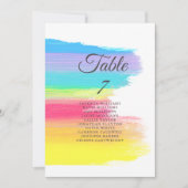 Rainbow Wedding Elegant Table Kaart met Namen (Voorkant)