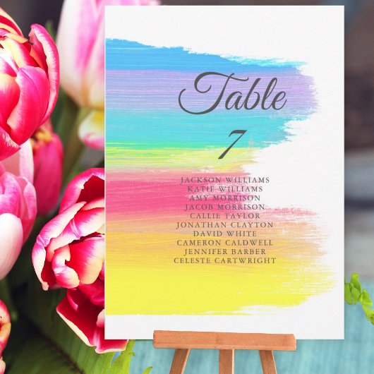 Rainbow Wedding Elegant Table Kaart met Namen