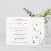 Rainbow Wedding Invitation Floral Kaart (Staand voorkant)