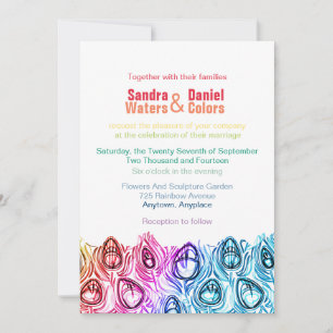 Rainbow Wedding Invitding Online Custom Sjabloon Kaart