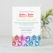 Rainbow Wedding Invitding Online Custom Sjabloon Kaart (Staand voorkant)
