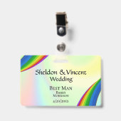 Rainbow Wedding Party ID Dubbelzijdig Badge (Voorzijde met clip)