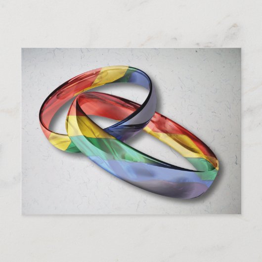 Rainbow Wedding Rings for Marriage Equality for Ma Briefkaart (Voorkant)