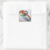 Rainbow Wedding Rings for Marriage Equality for Ma Vierkante Sticker (Tas)