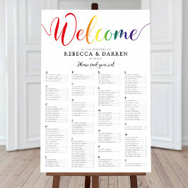 Rainbow Wedding Seding Chart Alfabethical Poster