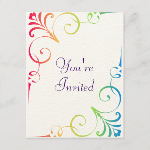 Rainbow Wedding Swirl Kaart