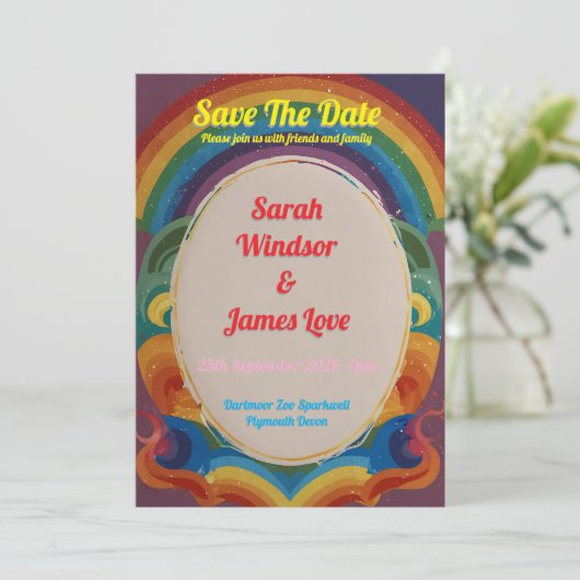 Rainbow Wedding Uitnodiging (Staand voorkant)