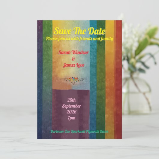 Rainbow Wedding Uitnodiging (Staand voorkant)