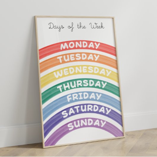 Rainbow Weekdays Educatief Poster