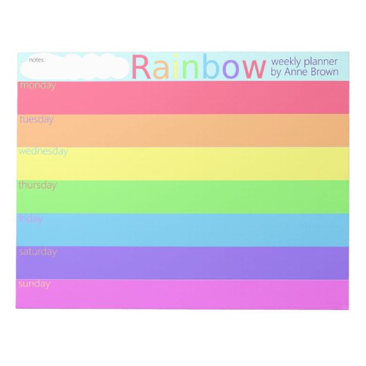 Rainbow Weekly Planner to Do List Notitieblok (Voorkant)