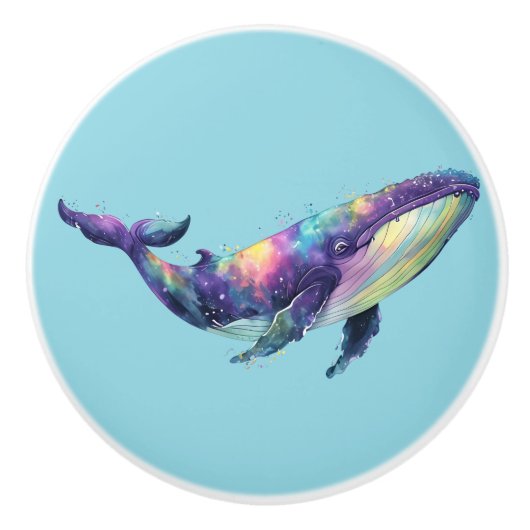 Rainbow Whale Door Pull Keramische Knop (Voorkant)