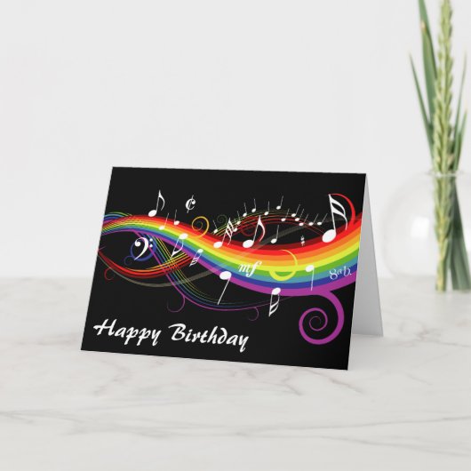 Rainbow White Music Notes Bonne carte d'anniversai (Devant)