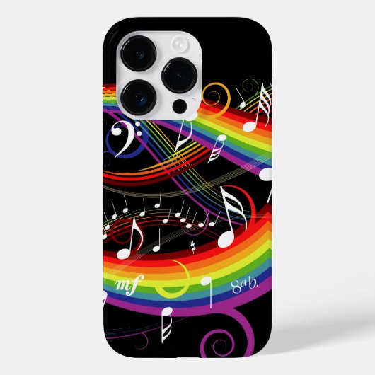Rainbow White-Muzieknoten op zwart Case-Mate iPhone Case (Achterkant)