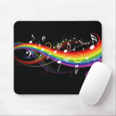 Rainbow White-Muzieknoten op zwart Muismat (Met muis)