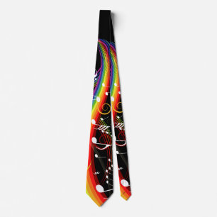 Rainbow White-Muzieknoten op zwart Stropdas