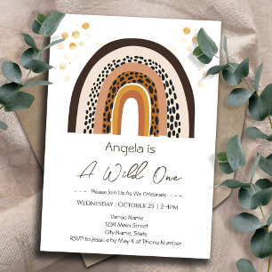 Rainbow Wild One Boho Dierenprint Kids Verjaardag Kaart