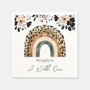 Rainbow Wild One Boho Floral Kids Verjaardag Servet