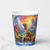 Rainbow Wild One dinosaurussen blauw Papieren Bekers (Achterkant)