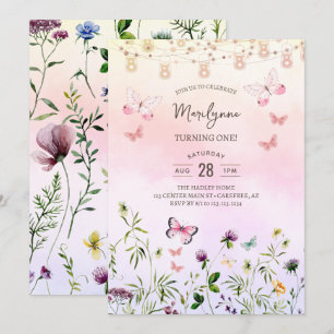 Rainbow Wildflower Boho 1e verjaardag Kaart
