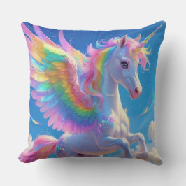 Rainbow Winged Prancing Unicorn Kussen