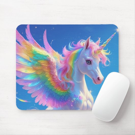 Rainbow Winged Prancing Unicorn Muismat (Met muis)