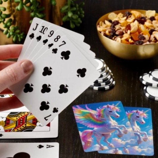 Rainbow Winged Prancing Unicorn Pokerkaarten
