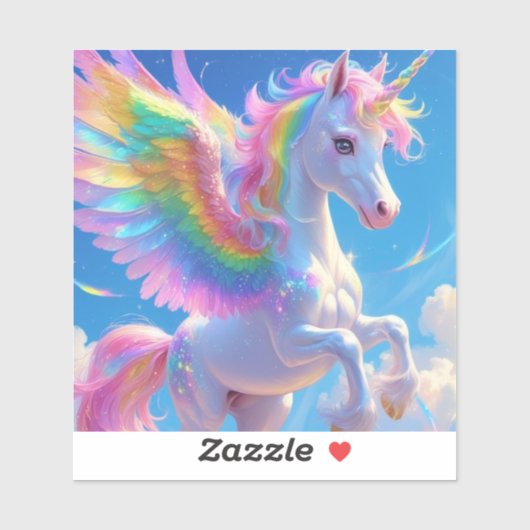 Rainbow Winged Prancing Unicorn Sticker (Vel)