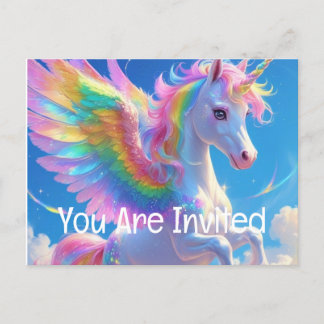 Rainbow Winged Prancing Unicorn Uitnodiging Briefkaart