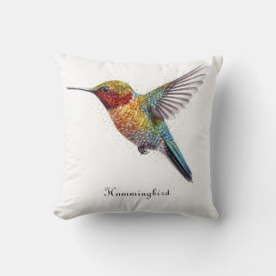 Rainbow Wings: Levendige Kolibriekunst Kussen