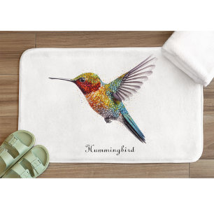 Rainbow Wings: Vibrant Hummingbird Art, op maat Badmat