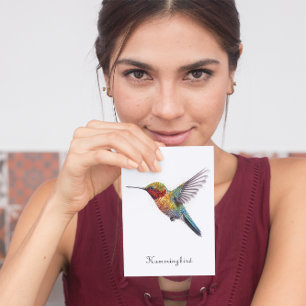 Rainbow Wings: Vibrant Hummingbird Art, op maat Feestdagenkaart