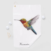 Rainbow Wings: Vibrant Hummingbird Art, op maat Golfhanddoek (Insitu)