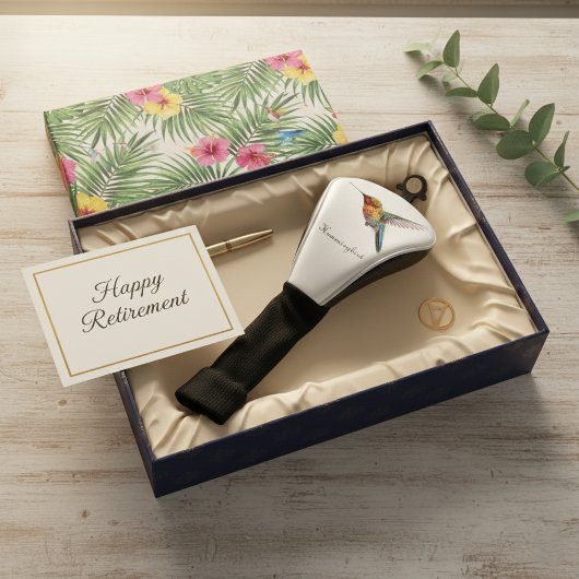 Rainbow Wings: Vibrant Hummingbird Art, op maat Golfheadcover