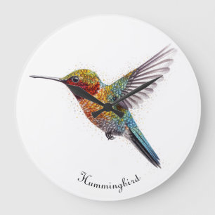 Rainbow Wings: Vibrant Hummingbird Art, op maat Grote Klok