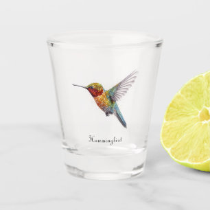 Rainbow Wings: Vibrant Hummingbird Art, op maat Shot Glas