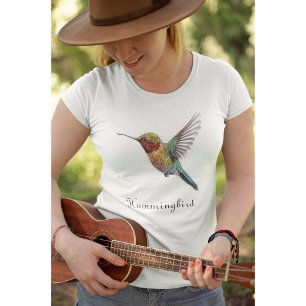 Rainbow Wings: Vibrant Hummingbird Art, op maat T-shirt