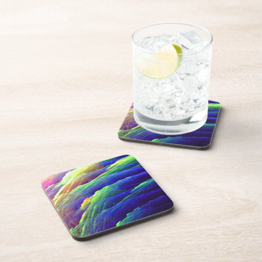 Rainbow Wispy Feather Mountains Dessous de verre E (Côté Droit)