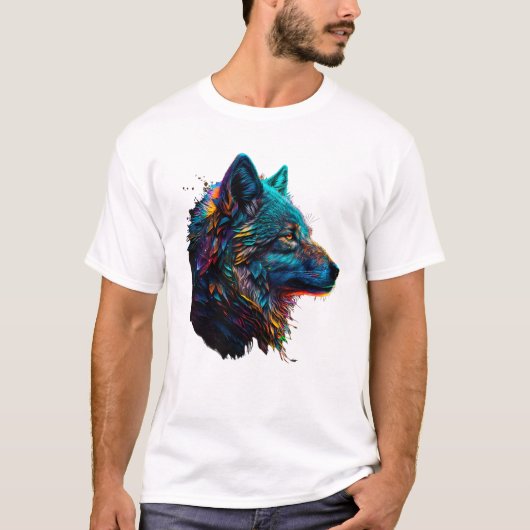 Rainbow Wolf Animal Colorful Graphic T-shirt (Voorkant)