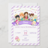 Rainbow Woodland Fairy Birthday Invitation Girl (Devant)