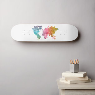 Rainbow World Map Skateboard - Voyage coloré