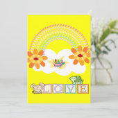 Rainbow Yellow Love Uitnodiging (Staand voorkant)