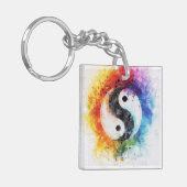 Rainbow Yin Yang Digitale Kunst Sleutelhanger (Voorkant Links)