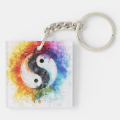 Rainbow Yin Yang Digitale Kunst Sleutelhanger (Achterkant)