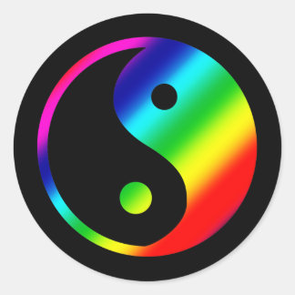 Rainbow Yin Yang Ronde Sticker