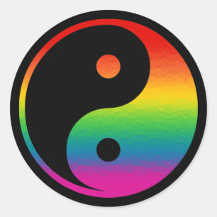 Rainbow Yin Yang Ronde Sticker