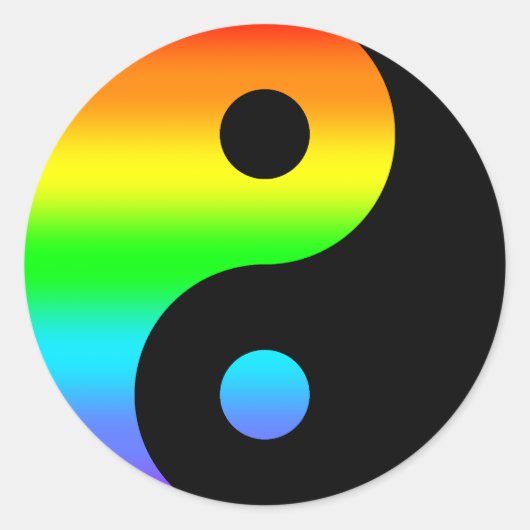 Rainbow Yin Yang Symbol Ronde Sticker (Voorkant)