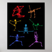 Rainbow Yoga Skelet Oefening Bot Halloween Onderde Poster (Voorkant)