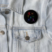 Rainbow Yoga Skelet Oefening Bot Halloween Onderde Ronde Button 5,7 Cm (In situ)