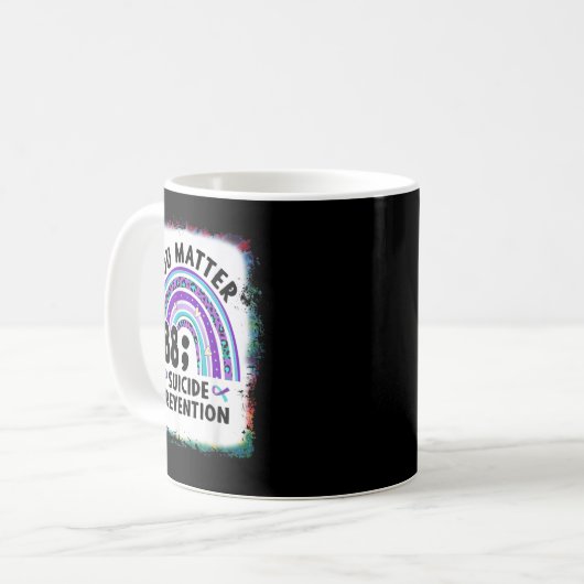 Rainbow You 988 Suicide Prevention Awareness Bleac Koffiemok (Voorkant links)